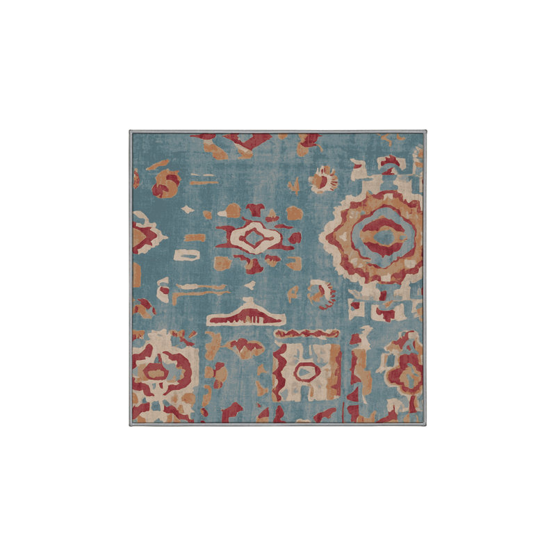 Machine Washable Gray Area Rug, Square 8'