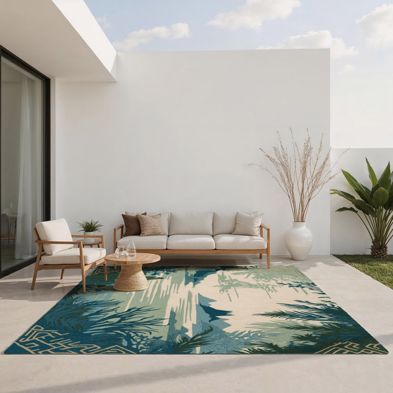 Serene Glyphs Indoor And Outdoor Area Rug, Rectangle 8' x 10'