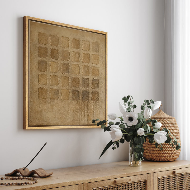 Reproduction d'art sur toile - Œuvre abstraite neutre, décor moderne pour le salon, Naturel, Toile tendue, H 16 po x l 16 po