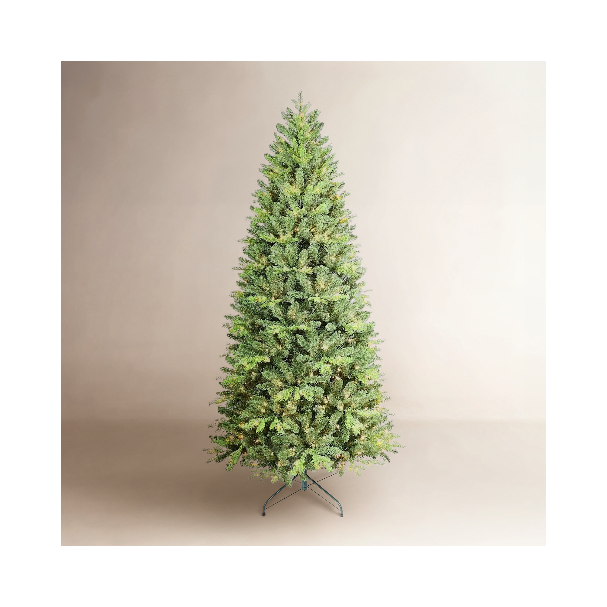 Pre-lit Christmas Tree Artificial Pencil Christmas Trees - Hinged Spruce Xmas Tree With Warm Lights, Pe&pvc Mixed Branch Tips, Metal Stand&easy Assembly
