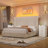 3-Piece Bedroom Set, Upholstered Bed with 2 Nightstands with 3 Drawers&USB Charging,Compact Size Doubles as Side Tables-1257069013-1258227929