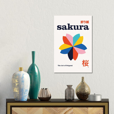 Sakura Origami Geometric Poster - Wall Art Print - Framed Canvas
