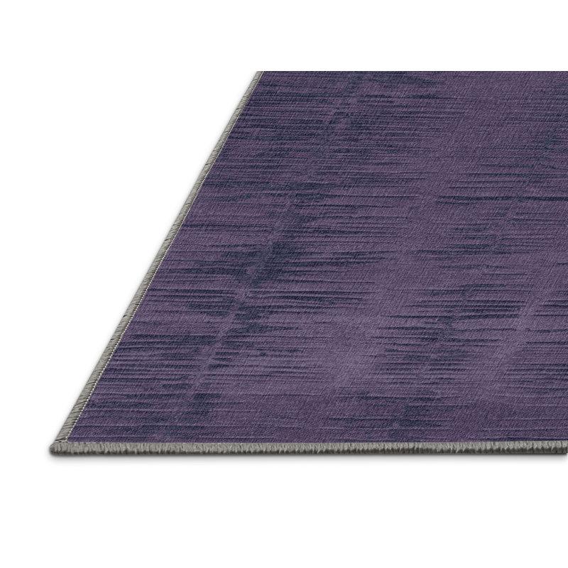 Machine Washable Abstract Purple Area Rug, Round 4'