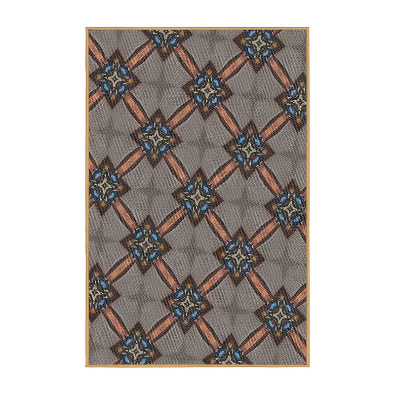 Tapis décoratif brun géométrique, Rectangle 7 pi x 9 pi