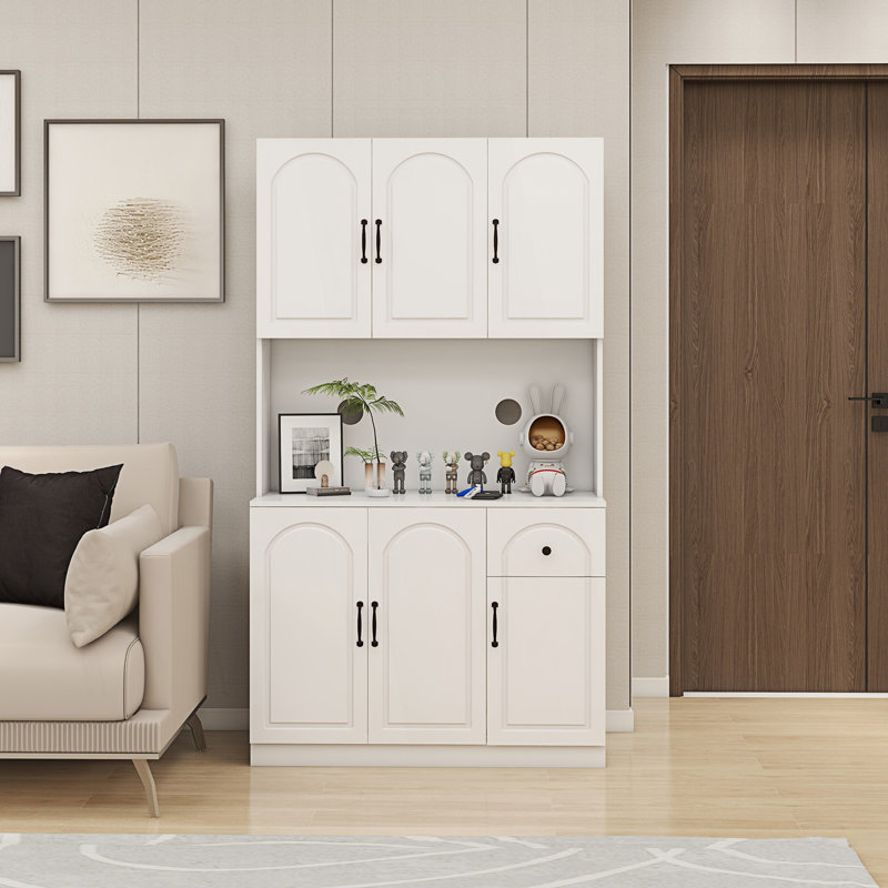 Armoire de rangement 71 po avec 6 portes et 1 tiroir 71 po, Blanc