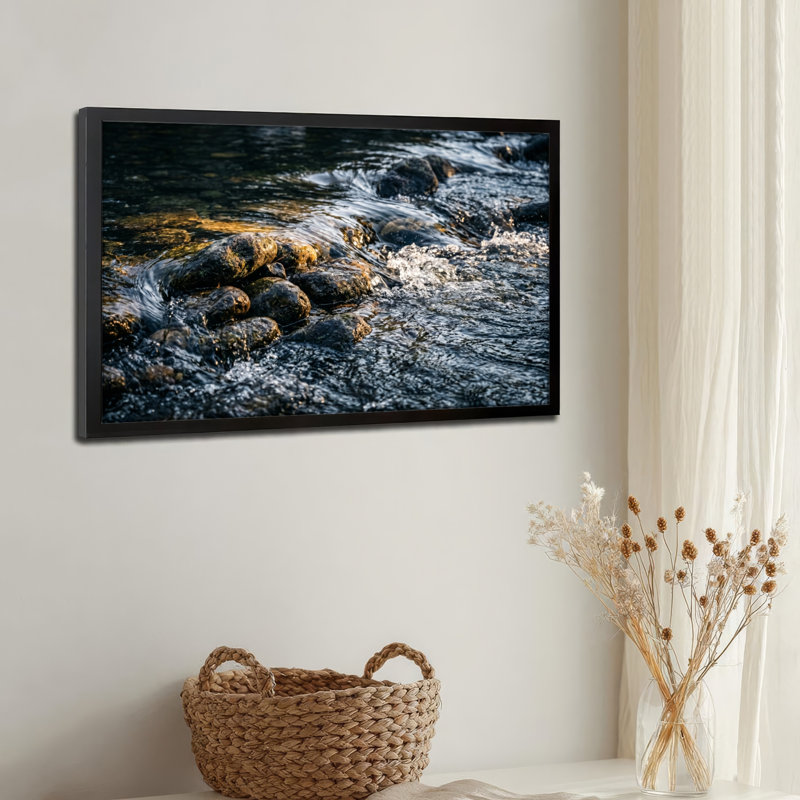 Art mural sur toile noir encadré pour le salon, la chambre à coucher, le bureau ou le vestibule - décoration murale décorative avec pierres