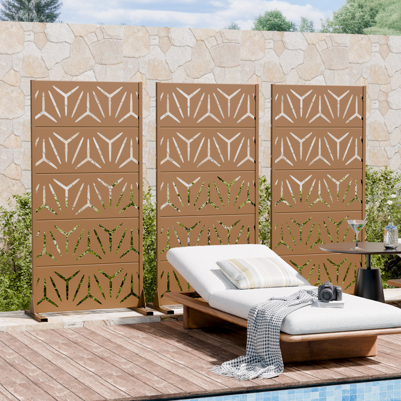 Ensemble de 2 panneaux de clôture métallique occultant de 150 cm (H) x 152 cm (L) x 41 cm (P), H 59 po x l 60 po x P 16 po