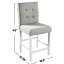 Ensemble de 2 chaises à hauteur de comptoir de style rustique blanc antique et gris avec dossier capitonné rétro pour salle à manger de 2 personnes et tissu classique