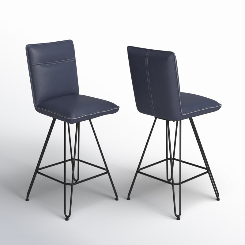 Vangorder Swivel Upholstered Counter Stool with Metal Frame, Bar Stool (29" Seat Height), Cobalt