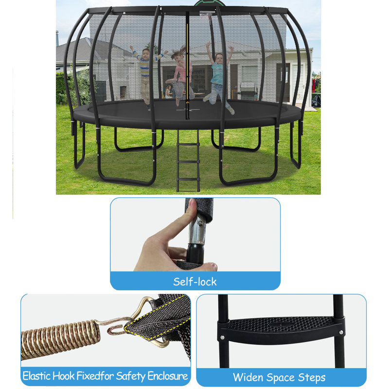Virubi 15' Round Backyard Trampoline with Safety Enclosure