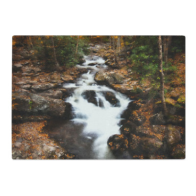 Tempered Glass Woodland Stream Painting Chopping Board
