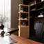Armoire de rangement haute et mince avec porte à volets et 3 étagères, armoire autoportante en lin-1139329227
