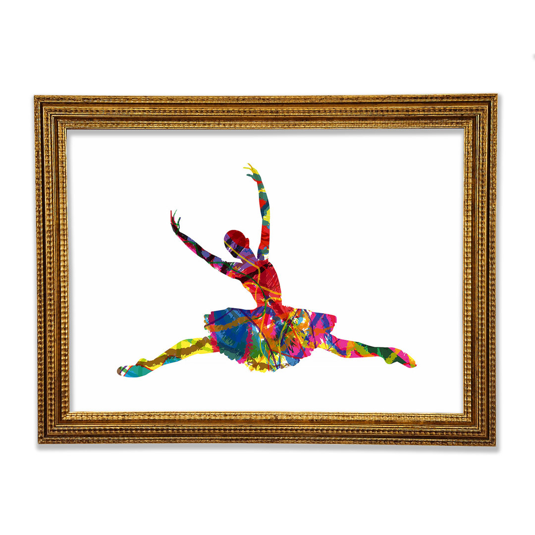 Regenbogen ballerina 2 gerahmter druck