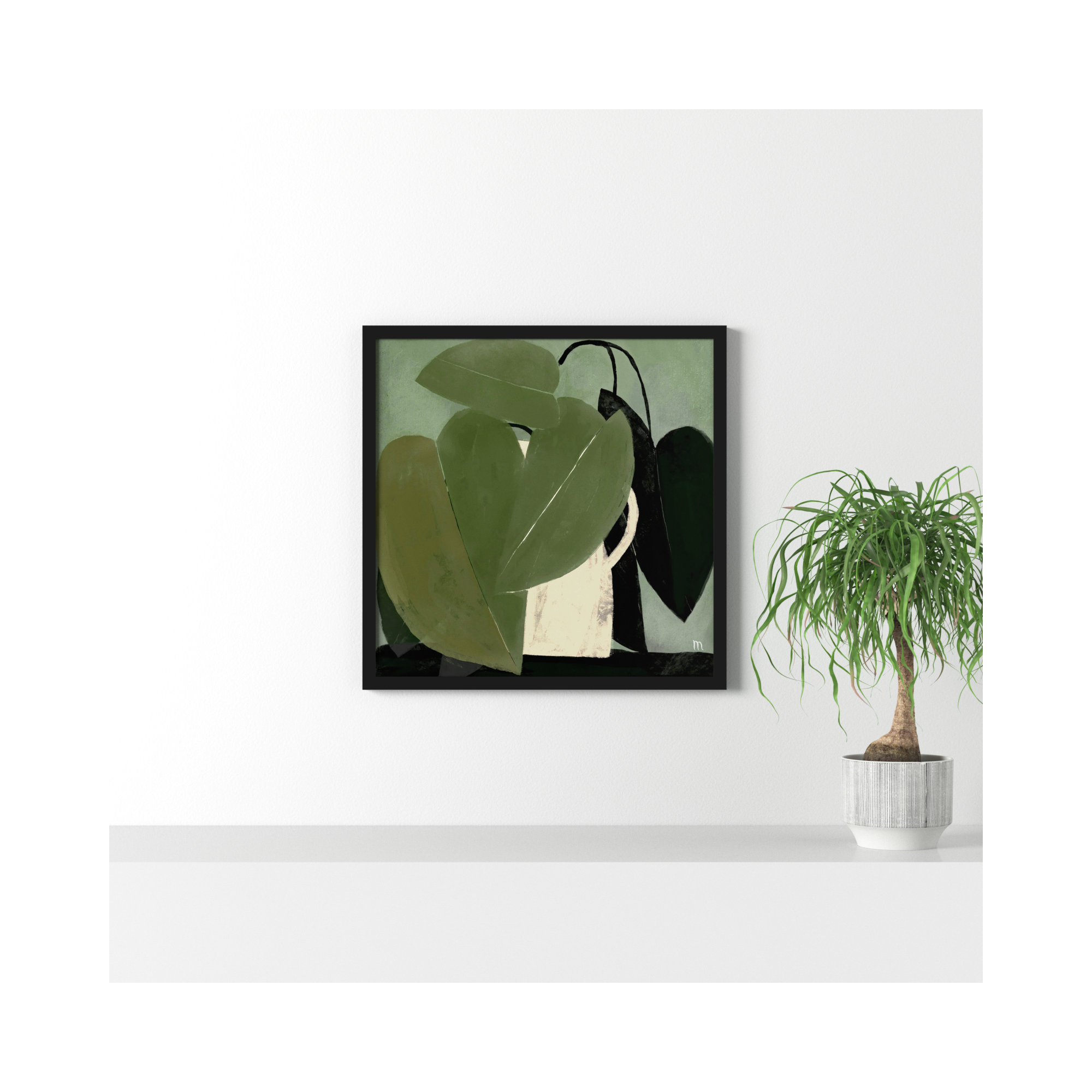 Green On Green by StudioM, Black, 30" H x 30" W x 1.25" D