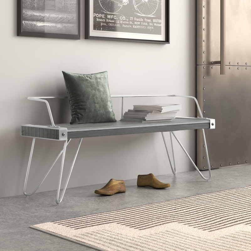 Mia Bench, Vintage White/Gray