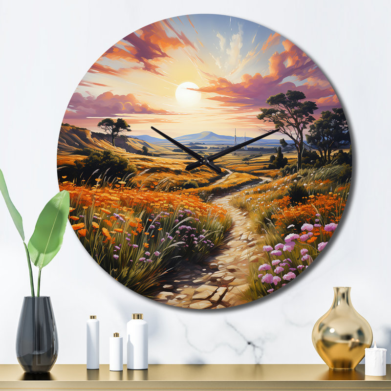Horloge murale verte, rose et majestueuse, Grand