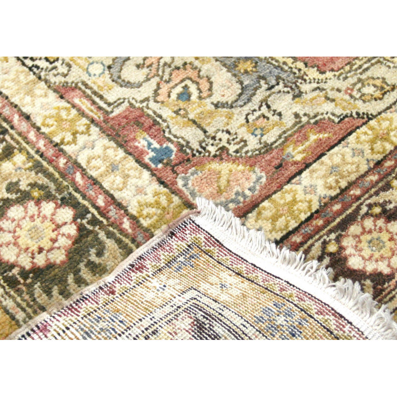 Tapis unique en laine noué à la main des années 1960 de 4 pi 2 po x 6 pi 8 po en jaune / rouge / noir