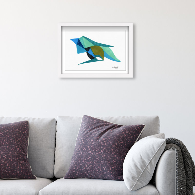 Manuel Roman - Azules y Aquas Shadowbox Abstract Print by Oliver Gal, Black Frame, 15 x 10, 31.5"H x 46.5"W, White Shadowbox