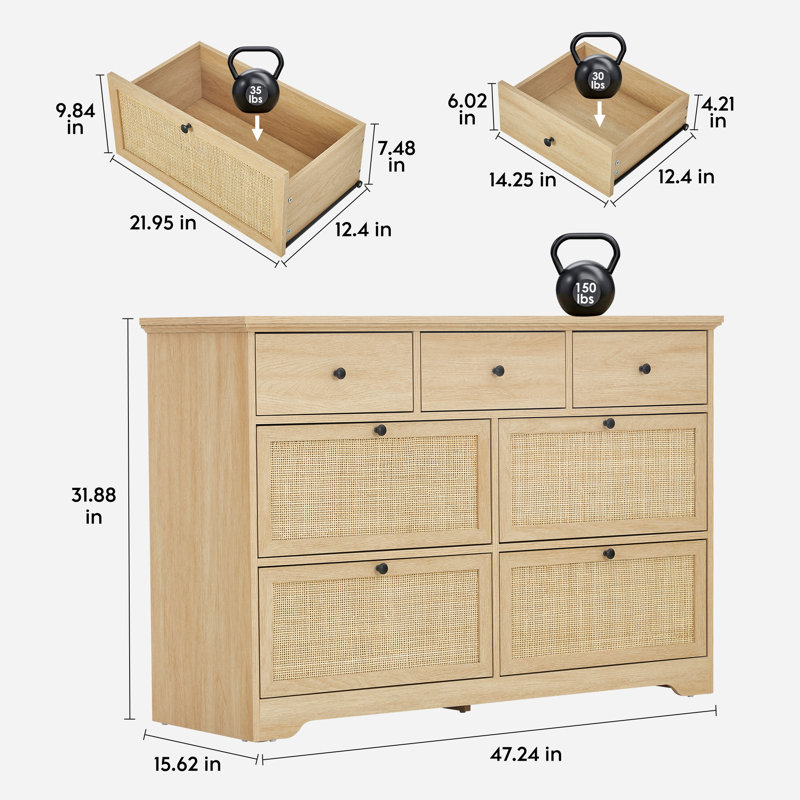 47.24'' W 7 - Drawer Dresser, Nature