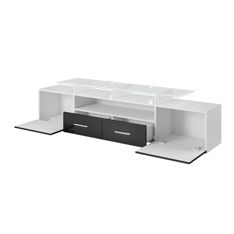 Meuble télé 76,3 po Casares, Blanc / noir
