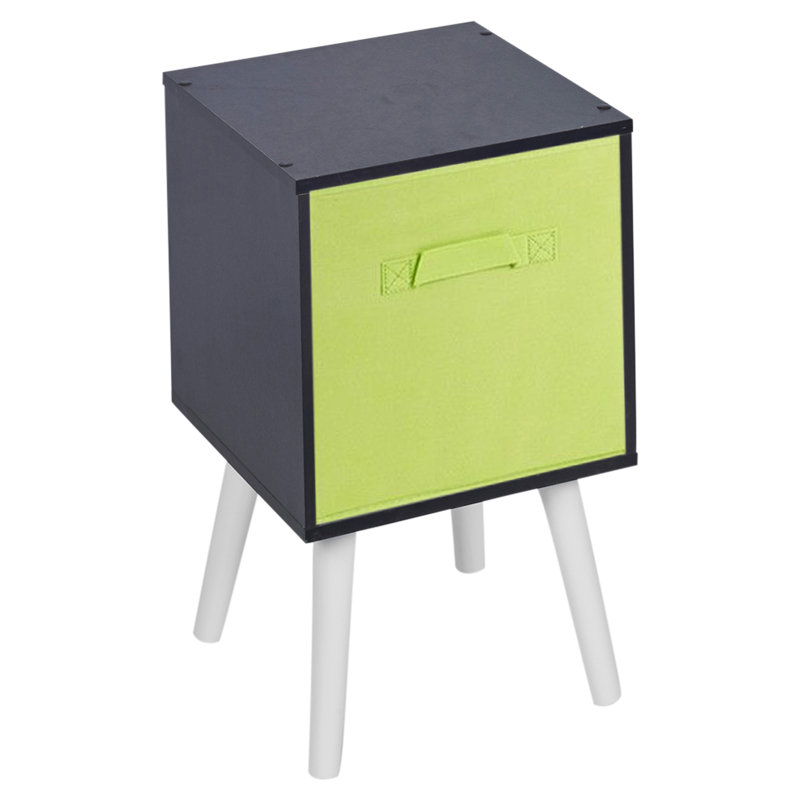 Obannon 51cm H x 30cm W Wood Cube Bookcase, Black/Green/Beech