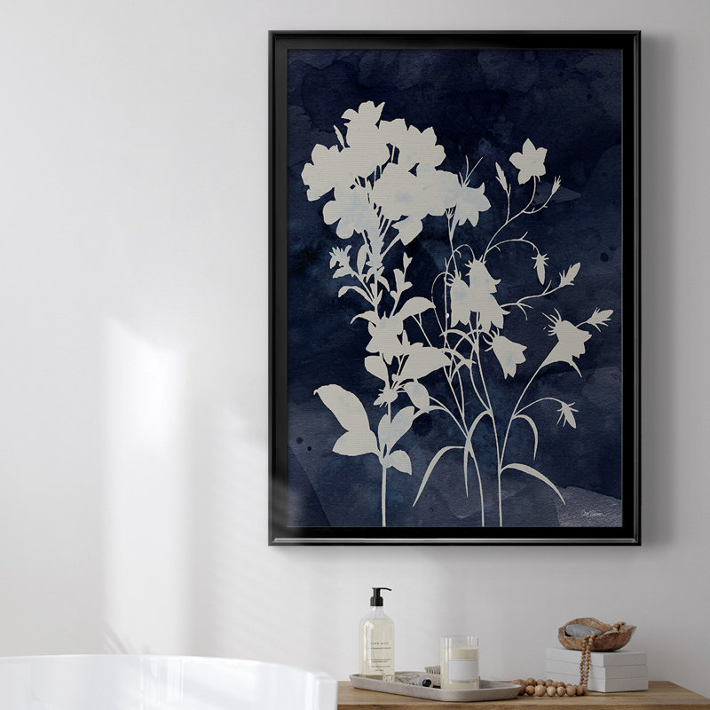 Indigo Botanical II Revisité - reproduction d'art sur toile, Noir, H 24,5 po x l 18,5 po x P 1 po