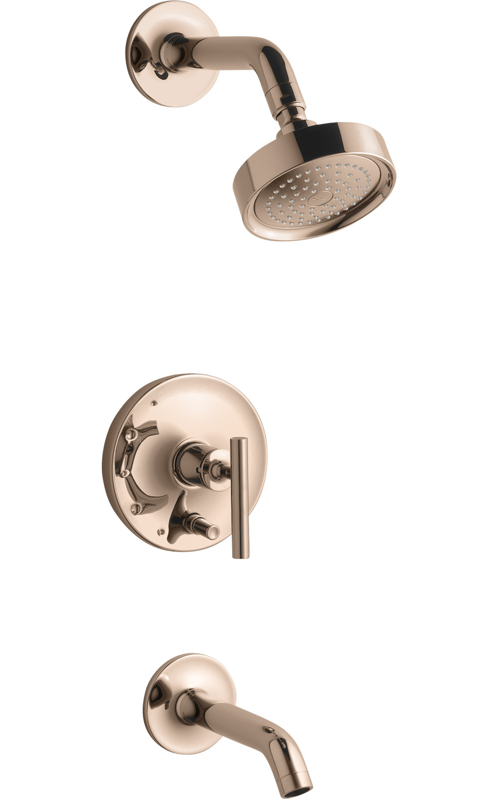 Purist Thermostatic Tub and Shower Faucet, Cross Handle, Vibrant Brushed Moderne Brass, 2.5 GPM