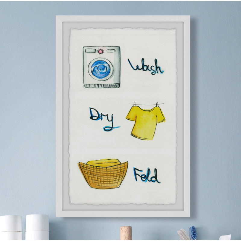 How To Do Laundry - Single Picture Frame Painting, 45cm H x 38cm W x 3.81cm D