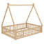 Lit double de style tente Montessori, structure de lit en bois avec garde-corps et lattes-1215025235