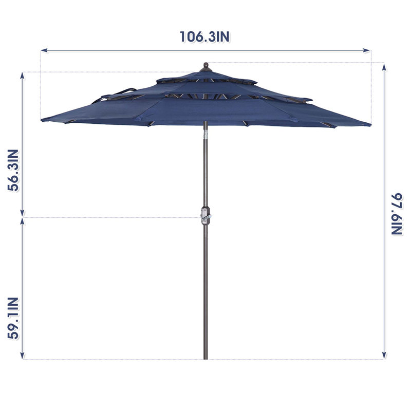 Parasol de marché 9 pi 9 pi, Bleu marine