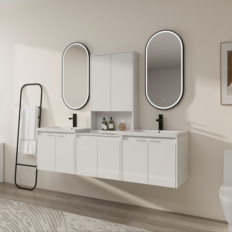 White Double Sink Vanity Set