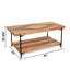 CONSDAN Solid Fir Wood Coffee Table, 2-Tier Industrial Farmhouse Table, 44" Rectangular Table