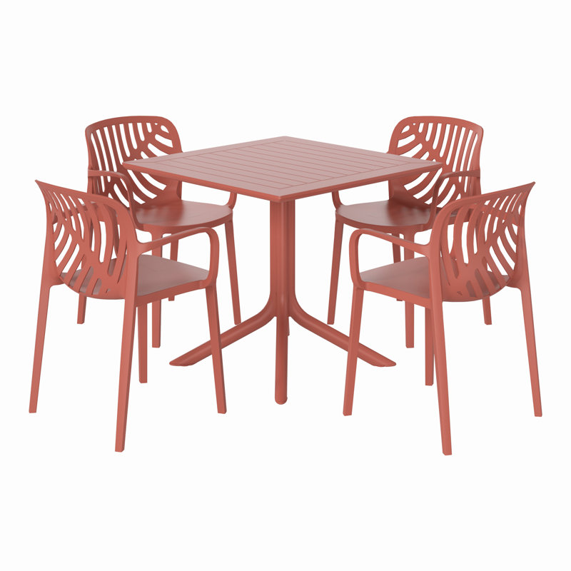 Ensemble repas carré pour 4 personnes, Rouge