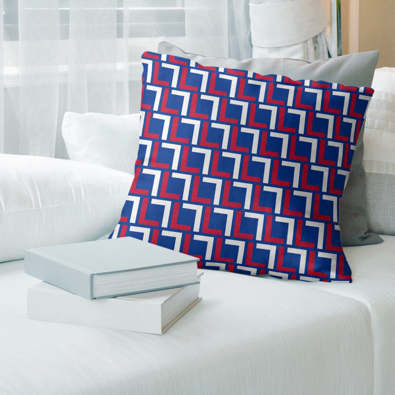 Housse et insert de coussin carré de luxe Buffalo Football, Bleu / Rouge / Blanc, 18" x 18", Polyester filé