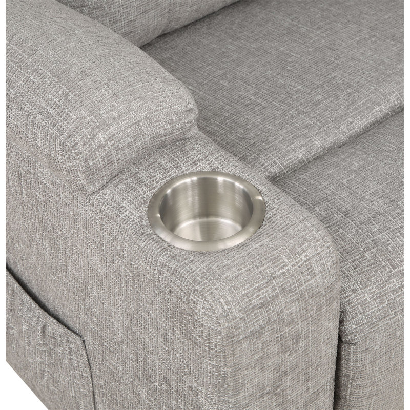 Light Gray Chenille Recliner W/Power Lift & Massage