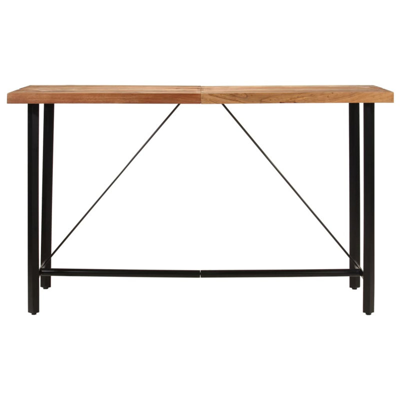 Aymeline Solid Wood Top Metal Base Dining Table, Brown
