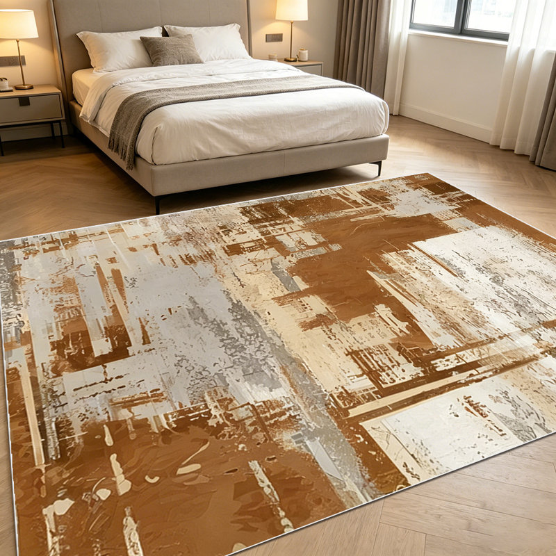 1PC Vintage Abstract Distressed Brown Beige Neutral Farmhouse area rugs for Living Room, Soft and Comfortable, Suitable for all seasons, easy-to-maintain, machine washable Indoor floor mat, Under Table Farmhouse suitable for dining room, bedroom,