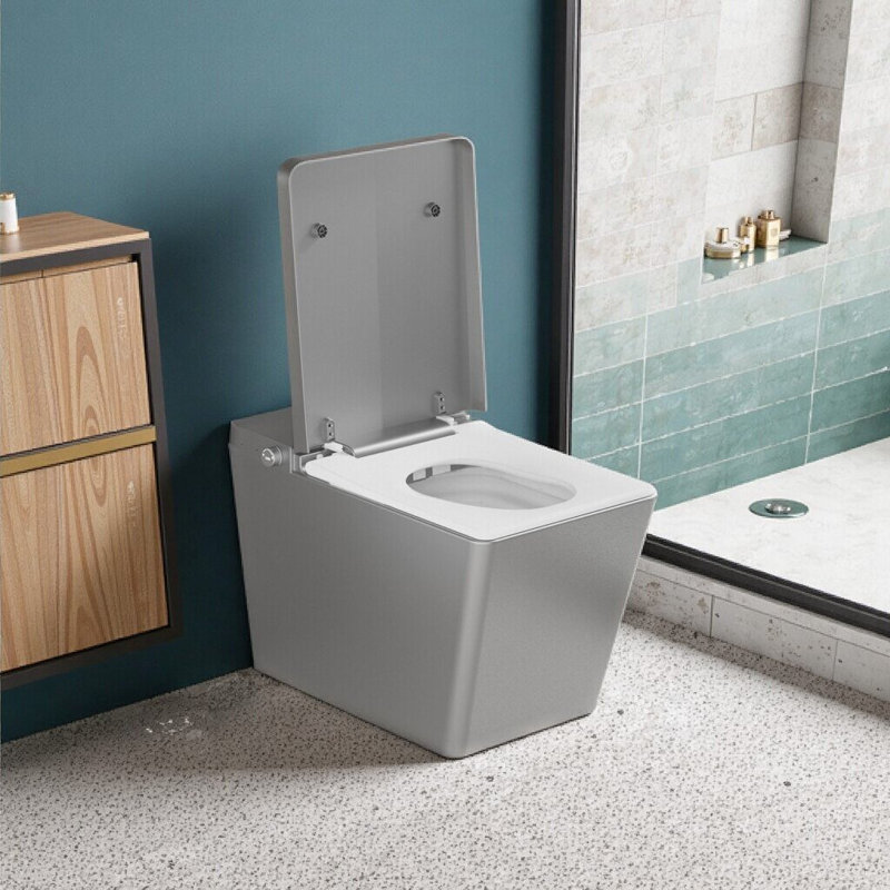 Toilette moderne carrée intelligente avec télécommande, siège chauffant, chasse d'eau automatique et capteur de pied