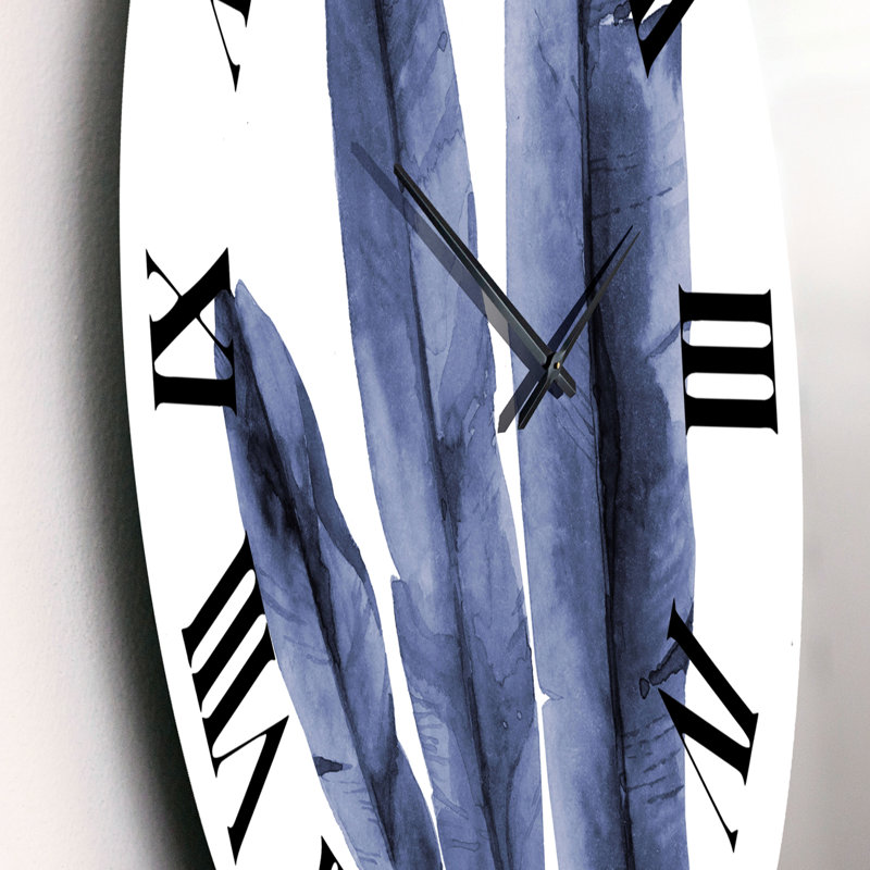 Horloge murale - Feuilles de bananier tropical bleu marine, Moyen