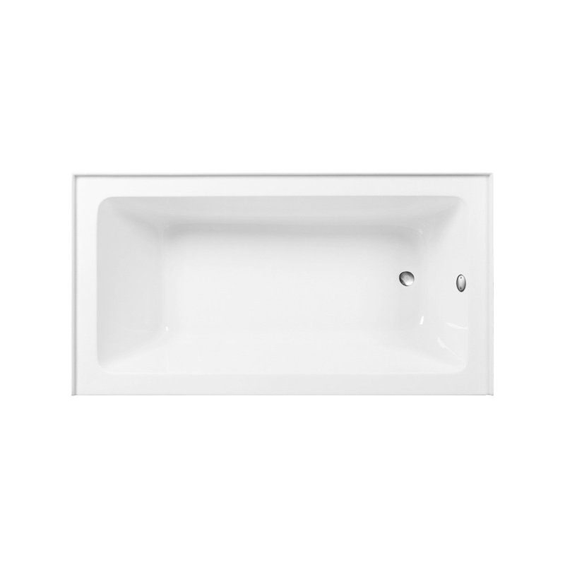 Kingston Brass Aqua Eden 60-Inch Acrylic Rectangular 3-Wall Alcove Tub, Hand Drain, Right, Brushed Nickel
