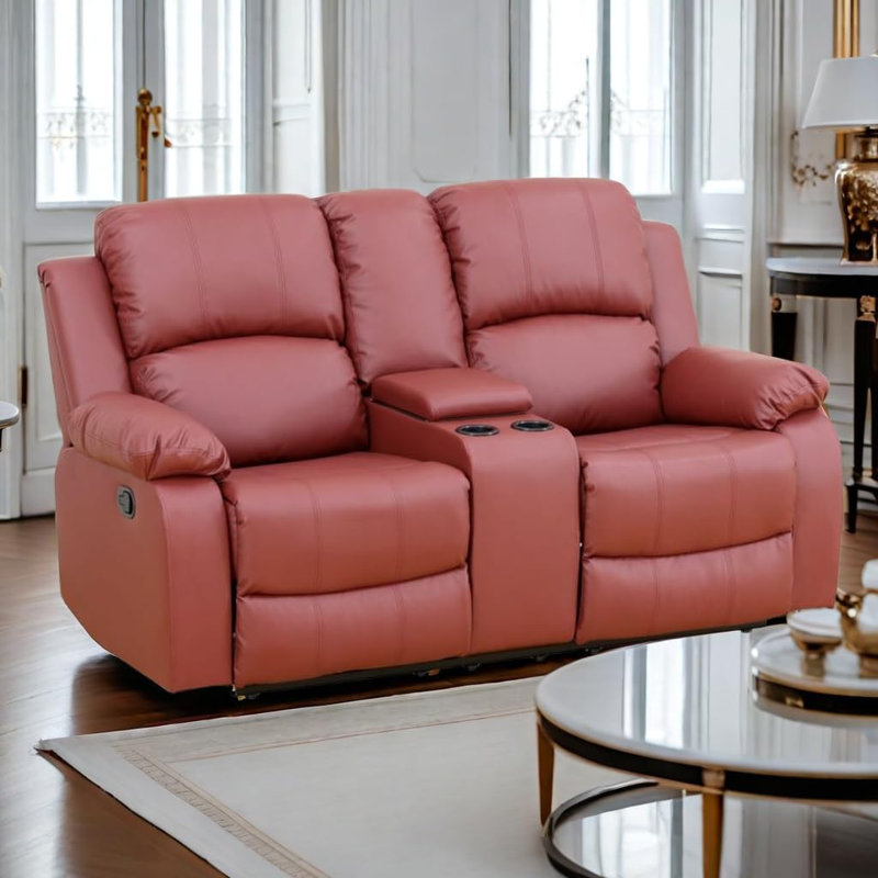 Causeuse inclinable en similicuir Boysen, Rouge