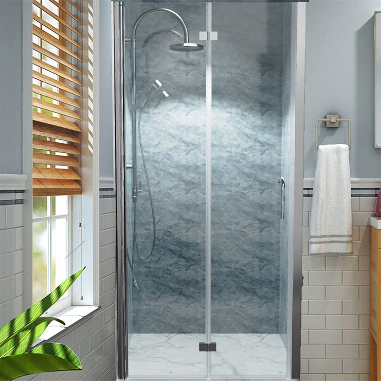 SUNNY SHOWER 34 in. X 34 in. X 72 in. Corner Shower Enclosure 1/4 in. Clear  Glass Semi-Frameless Sliding Shower Doors Chrome Finish Corner Shower