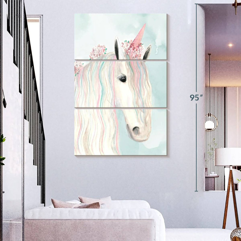 Ashelle, licorne, fleurs, H 74 po x l 48 po
