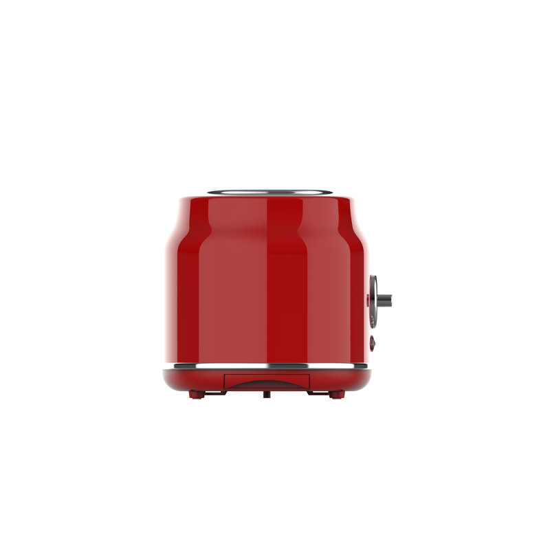 Retro Red Stainless Steel 2-Slice Toaster with Wide Slot