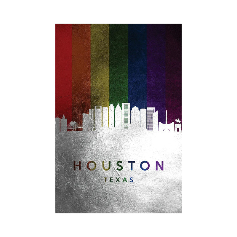 Houston Texas Spectrum Skyline 1 Piece Wrapped Canvas Wall Art, 30.48 cm H x 45.72 cm W