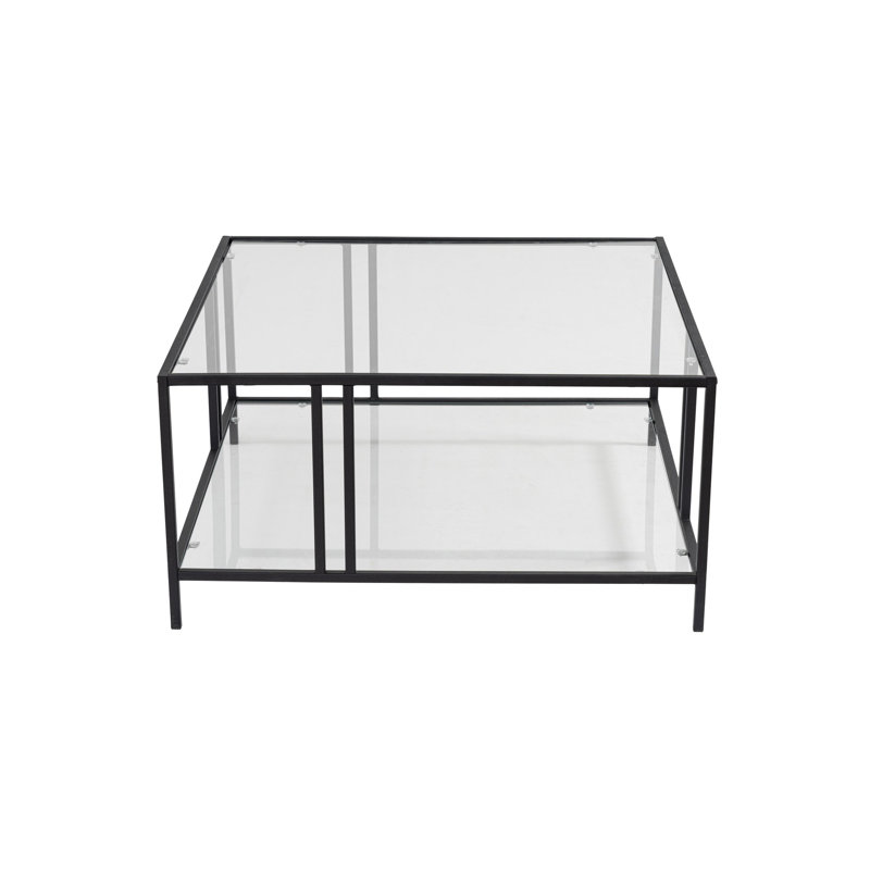 Four Leg Coffee Table with Storage, Black