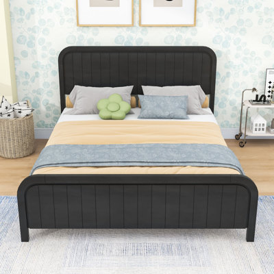 Wood Platform Bed Frame with Headboard