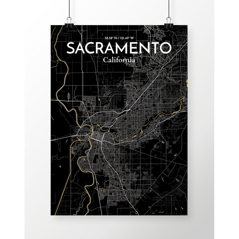 Sacramento City Map - No Frame Print, 70 cm H x 50 cm W x 0.1 cm D