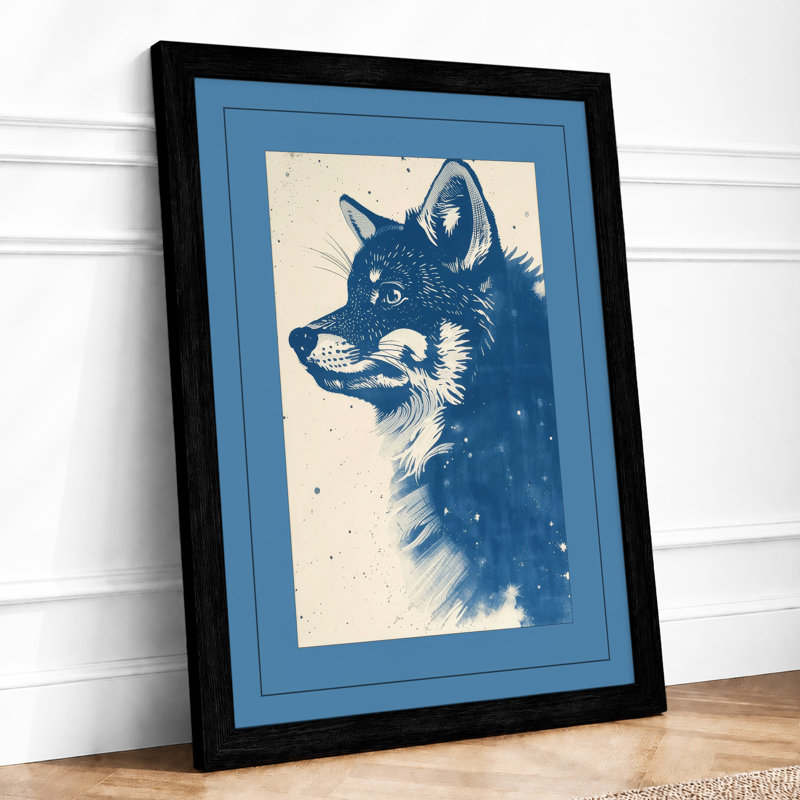Splintered Fox Modern - Framed Print, Black, A3 - 42.0 x 29.7 cm
