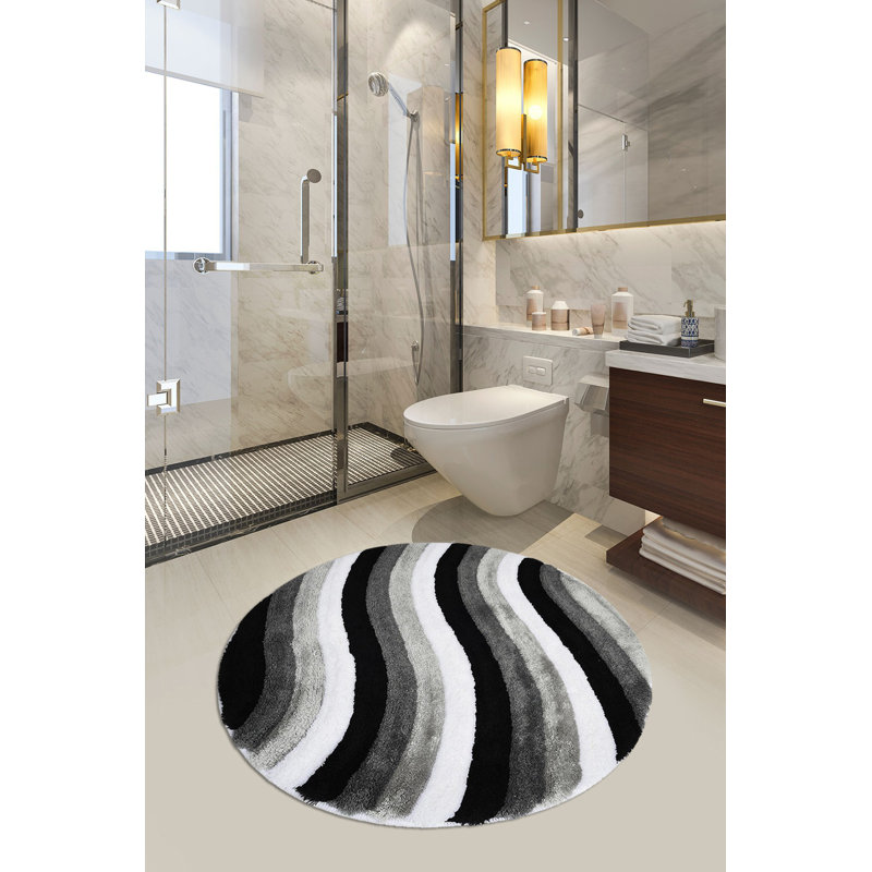 Antibacterial Non-Slip Acrylic Bathmat, 35.4 Inches Diameter | 100% Acrylic, 0.4 Inches Pile Height, 1450 GSM | Machine Washable at 86°F, Easy Care | Perfect for Safe and Stylish Bathrooms, Durable & Soft